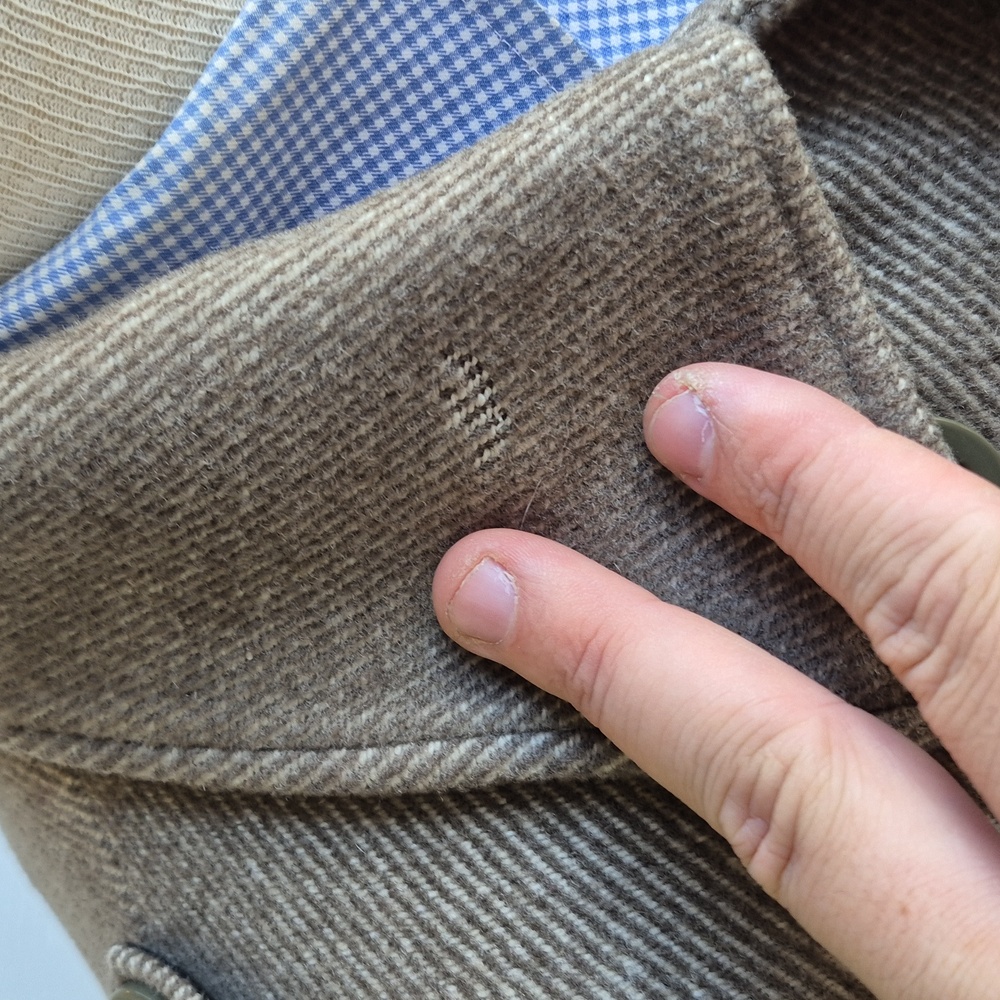 ALPHA INDUSTRIES Olive Beige Weave Wool Blend Large Mens Military Peacoat Coat - Picture 3 of 11